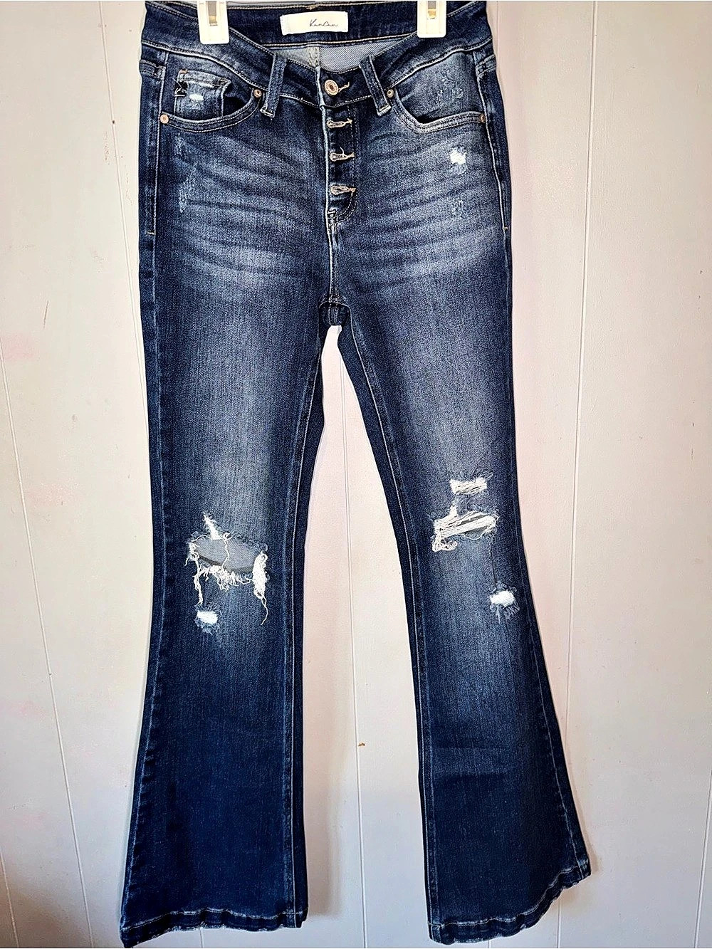Kancan Sian High Rise Flare Jeans Waist 27 Blue